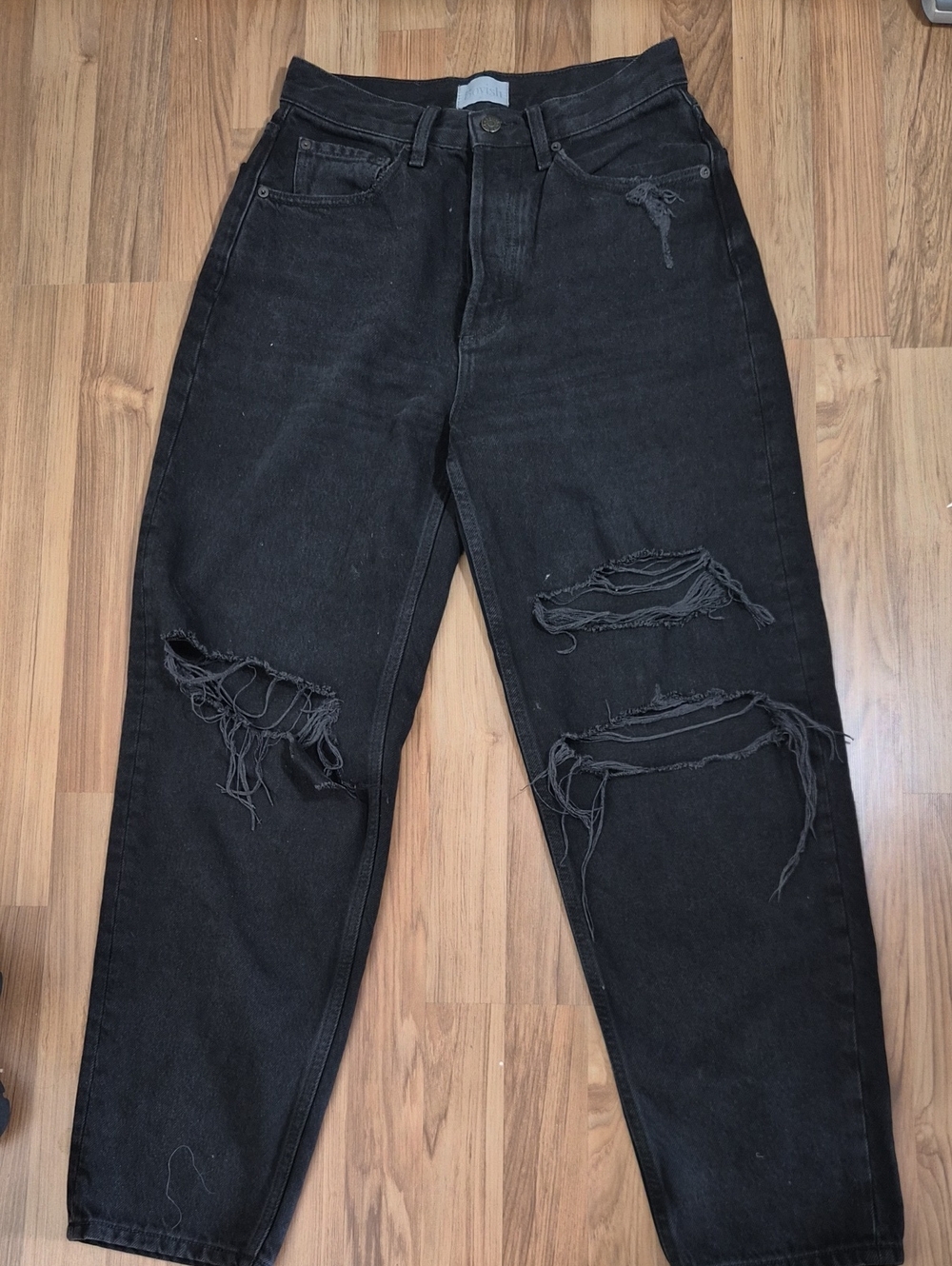 Boyish Organic Cotton Vegan Black Distressed Relaxed Tapered Jeans